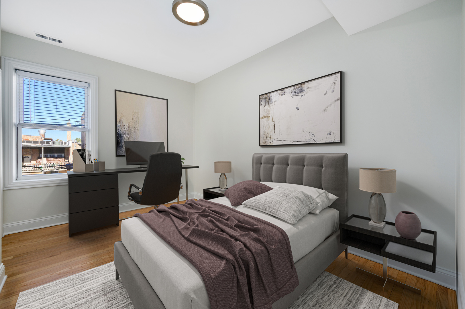 1544 West Sherwin Avenue, Unit 2N Chicago, IL 60626 - Photo 11 of 19 a bedroom with a bed and wooden floor
