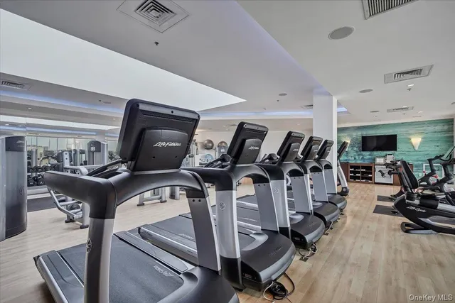 a view of a room with gym equipment