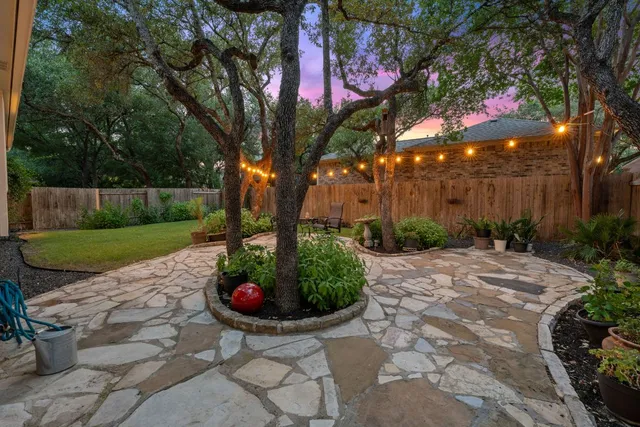 a view of a backyard
