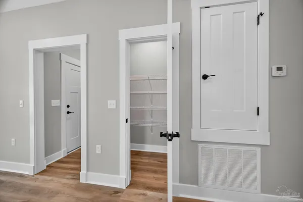 a close up view of racks on the wall