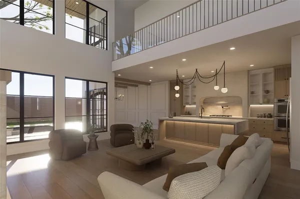 a living room with furniture window and a fireplace