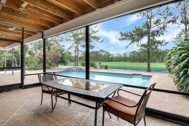 a outdoor view with a sitting space