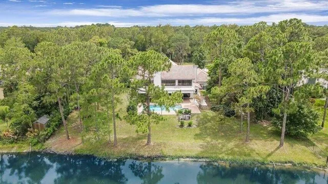 a view of a lake with a mountain in the background