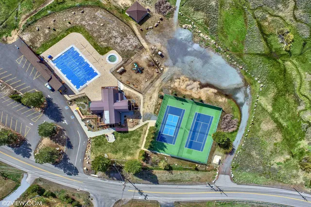 an aerial view of a house
