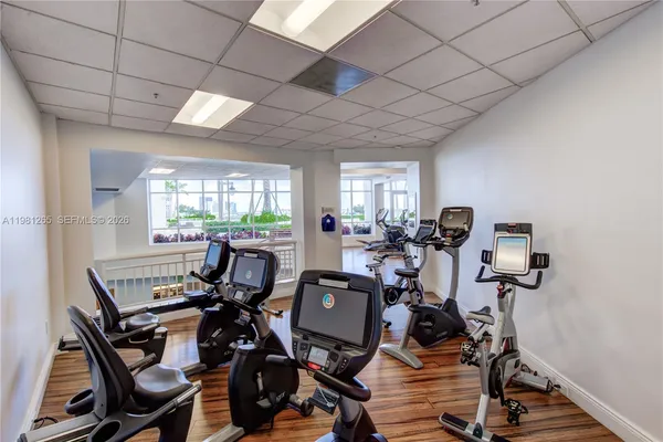 a view of a room with gym equipment