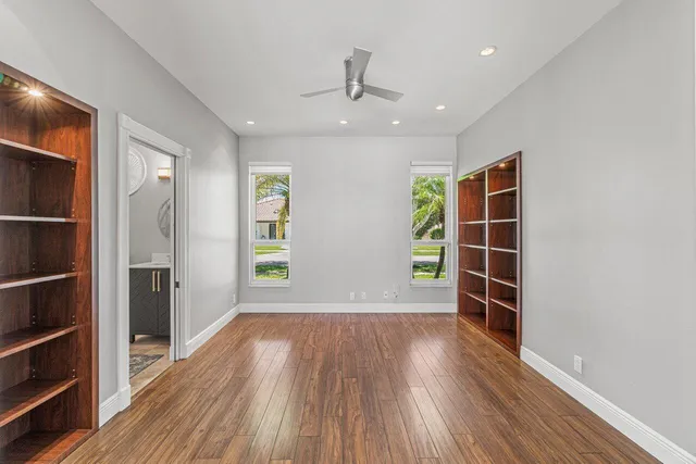 wooden floor and windows in a room