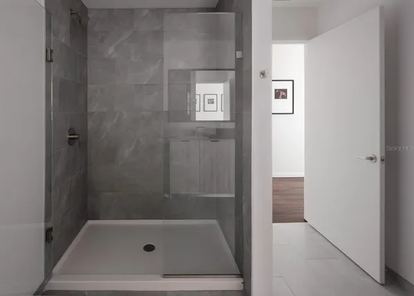 a bathroom with a tub