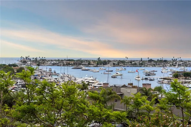 a view of a lake with a city