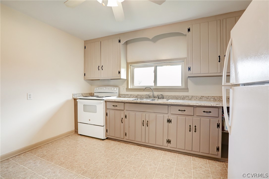 6228 Cross County Road Mineral, VA 23117 - Photo 14 of 26 a kitchen with granite countertop white cabinets white stainless steel appliances and sink