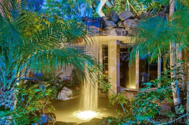 a view of a street with sitting area