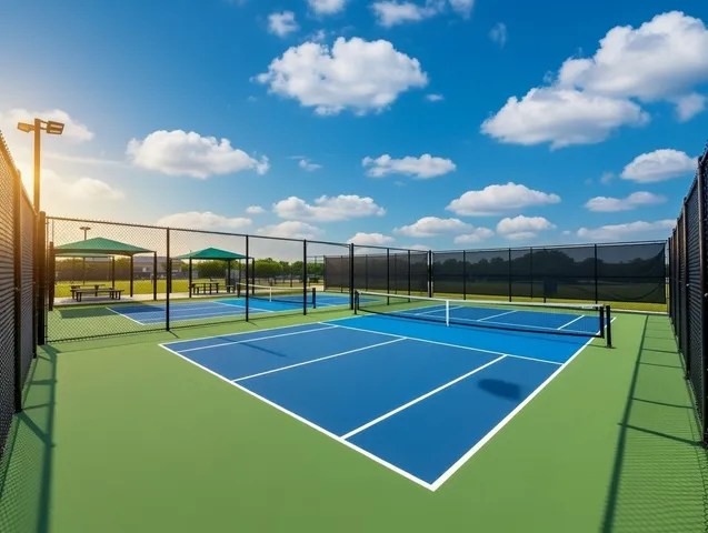 a view of an outdoor space and basketball court