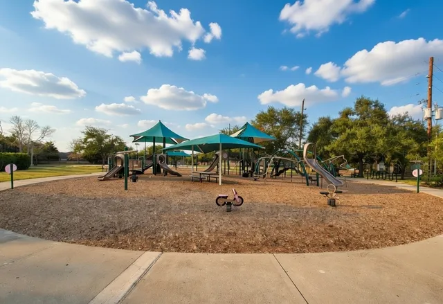 a park view with a bench