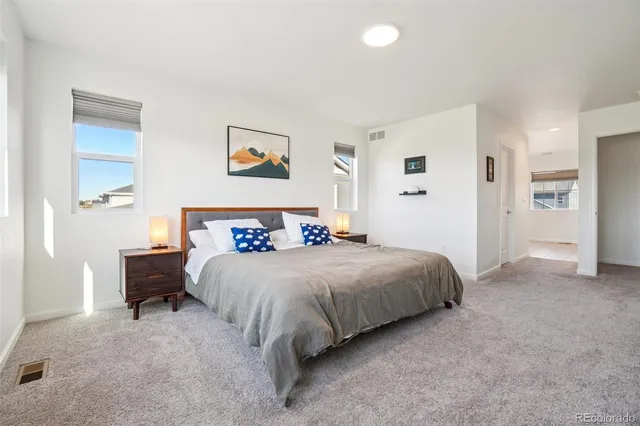 a bed room with a bed and a television