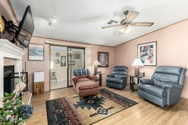 a living room with furniture