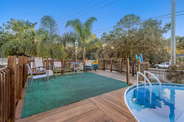 a view of a park with swings