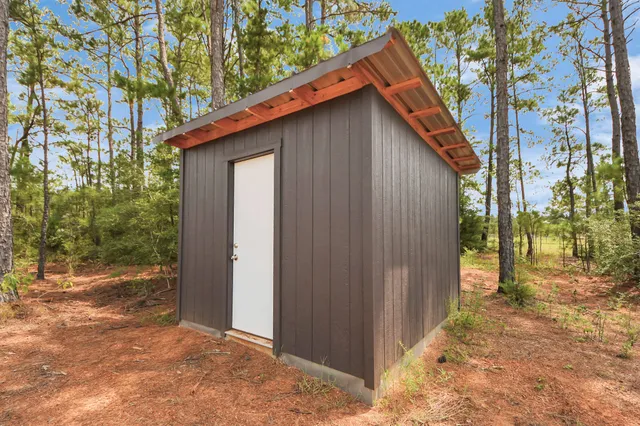 a backyard of a house with a tree