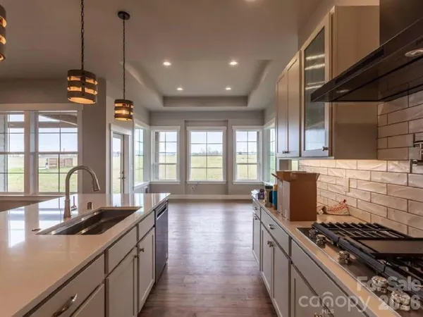 a kitchen with lots of counter top space
