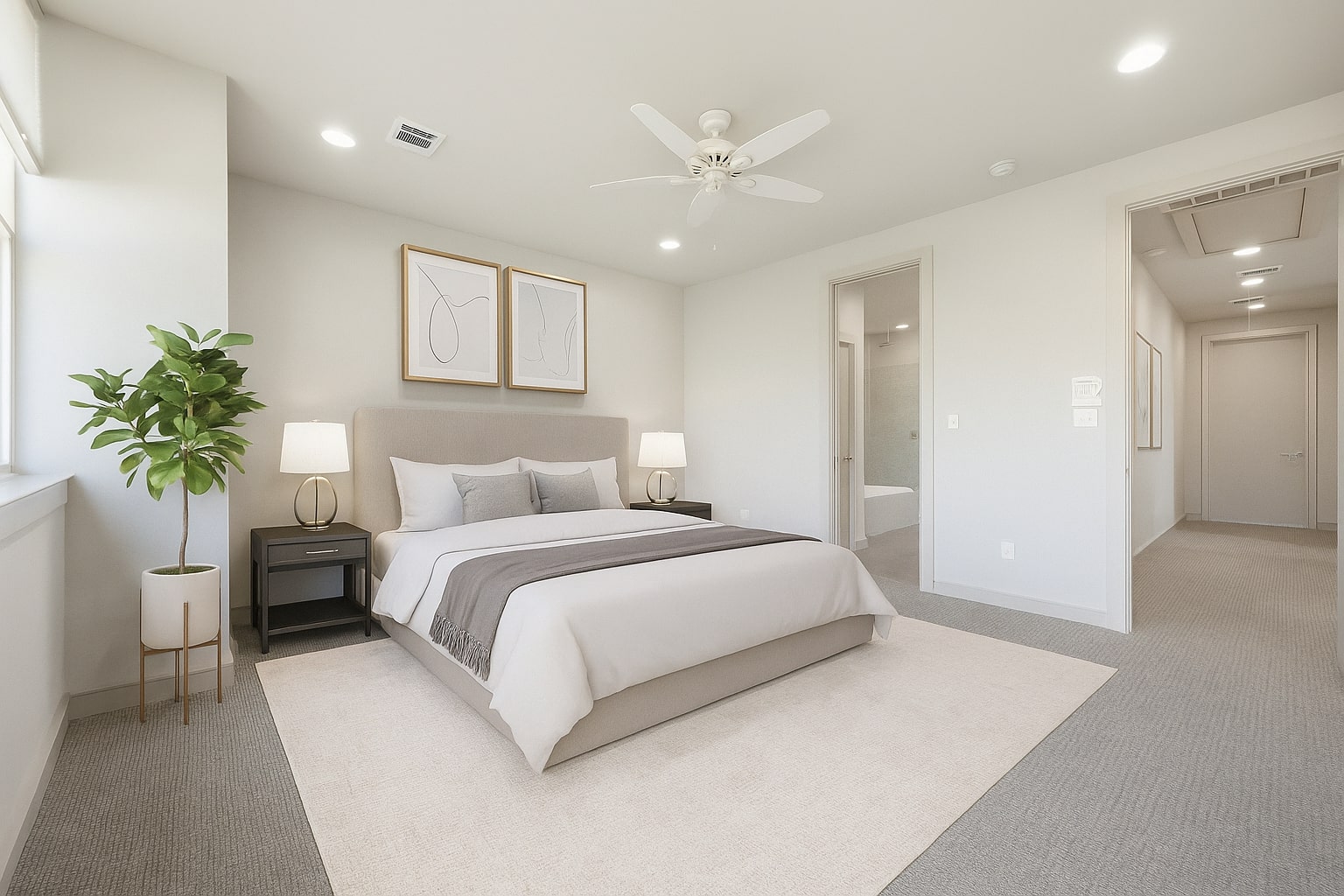 3507 Harmon Avenue Austin, TX 78705 - Photo 19 of 36 a bedroom with a large bed and a potted plant