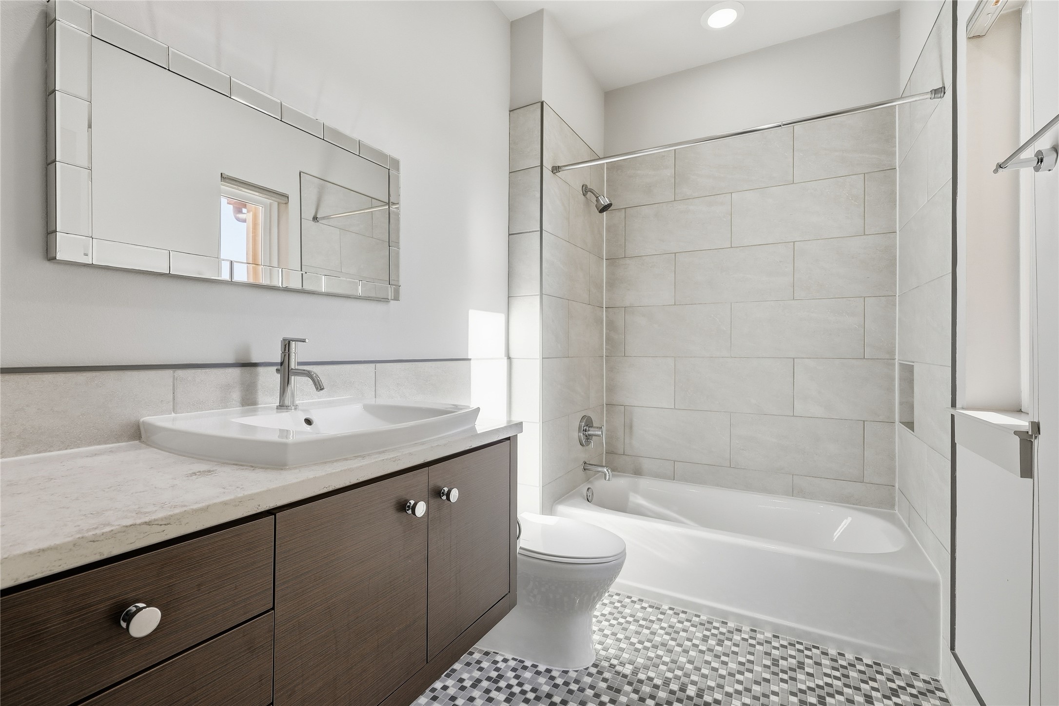 3507 Harmon Avenue Austin, TX 78705 - Photo 27 of 36 a bathroom with a sink a toilet and shower