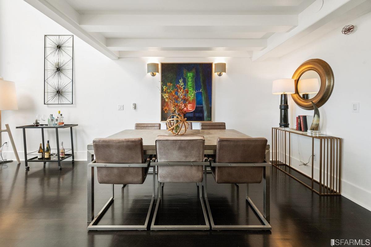 638 Minna, Unit 7 San Francisco, CA 94103 - Photo 18 of 57 a dining room with wooden floor a glass table and chairs