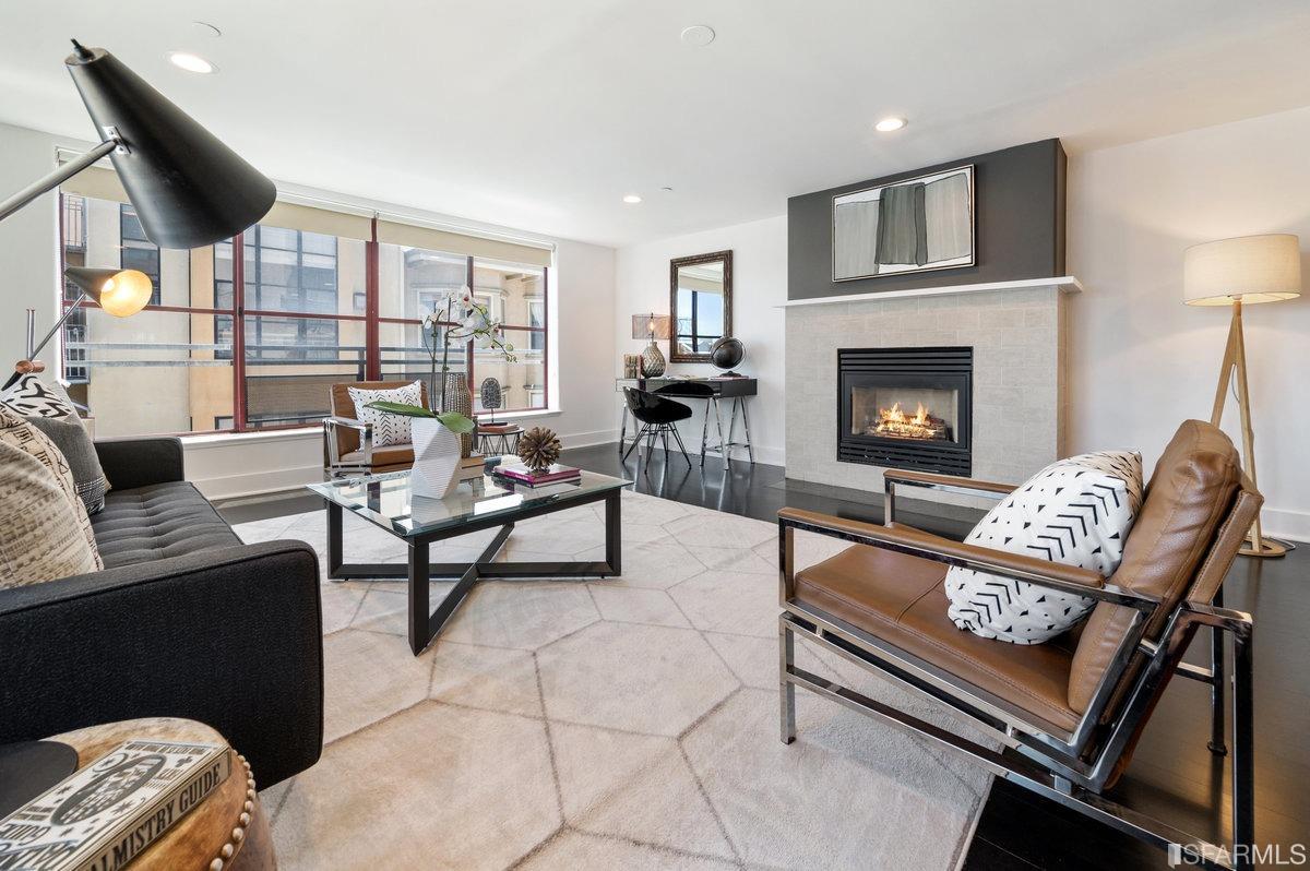 638 Minna, Unit 7 San Francisco, CA 94103 - Photo 31 of 57 a living room with furniture and a fireplace