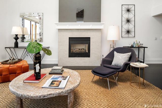 a front view of a multi story building