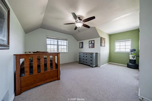 a view of a garage with a bike and a window
