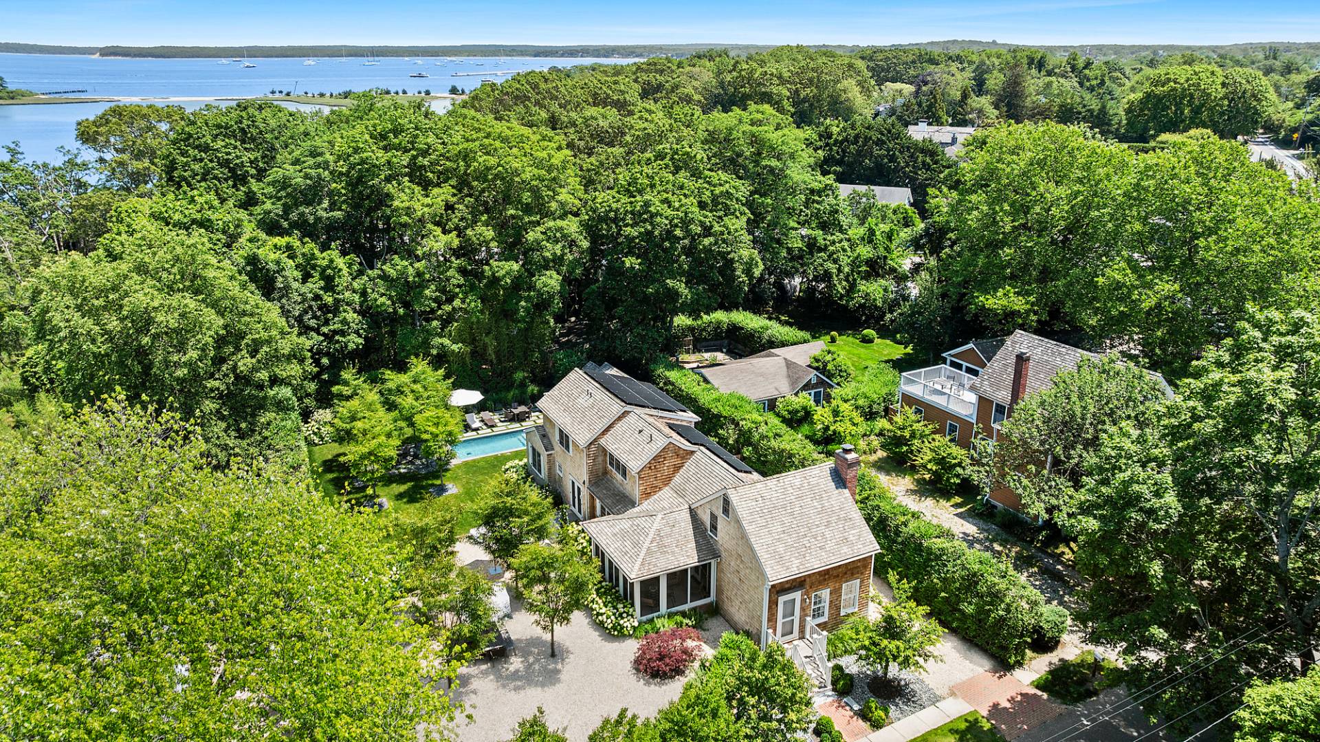 8 Fresh Pond Road Sag Harbor, NY 11963 - Photo 37 of 40 an aerial view of a house with yard
