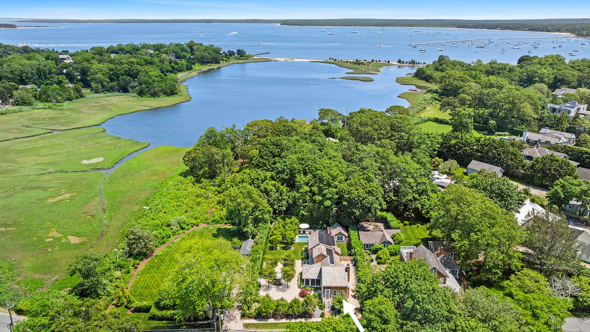 8 Fresh Pond Road Sag Harbor, NY 11963 - Photo 40 of 40 an aerial view of a house with a yard