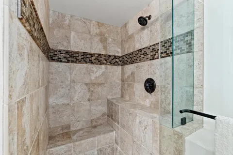 a bathroom with a shower