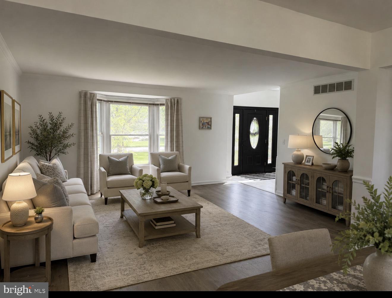 2 Carney Way Hamilton, NJ 08620 - Photo 24 of 72 a living room with furniture and a large mirror next to a window