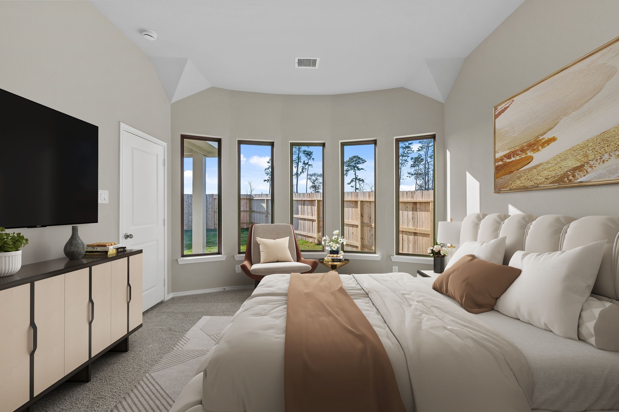 32027 Retama Rnch Drive Spring, TX 77386 - Photo 13 of 33 a bedroom with a bed and large windows