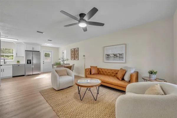 a living room with furniture