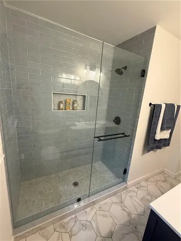 a bathroom with a shower