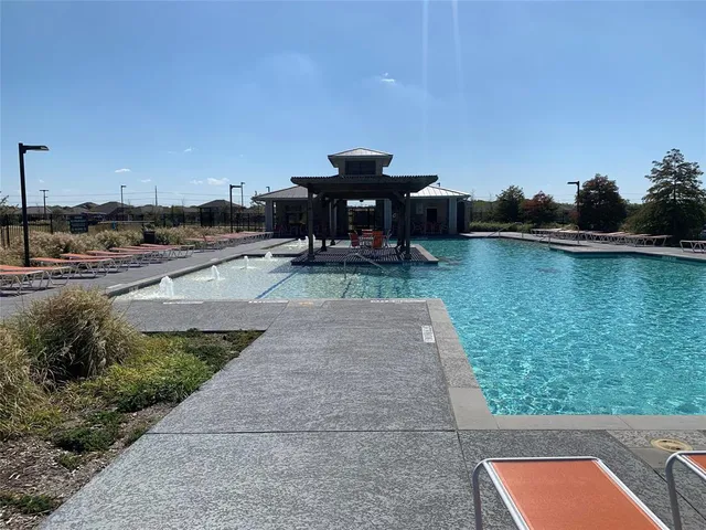 a view of a patio with a table