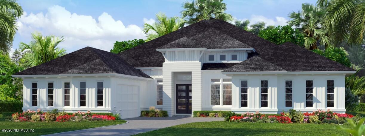 front view of a house with a yard