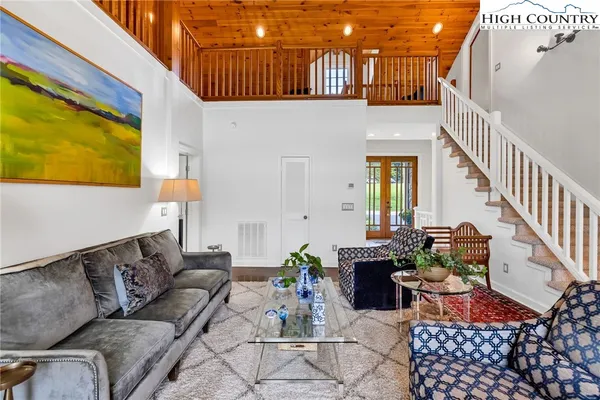 a living room with furniture