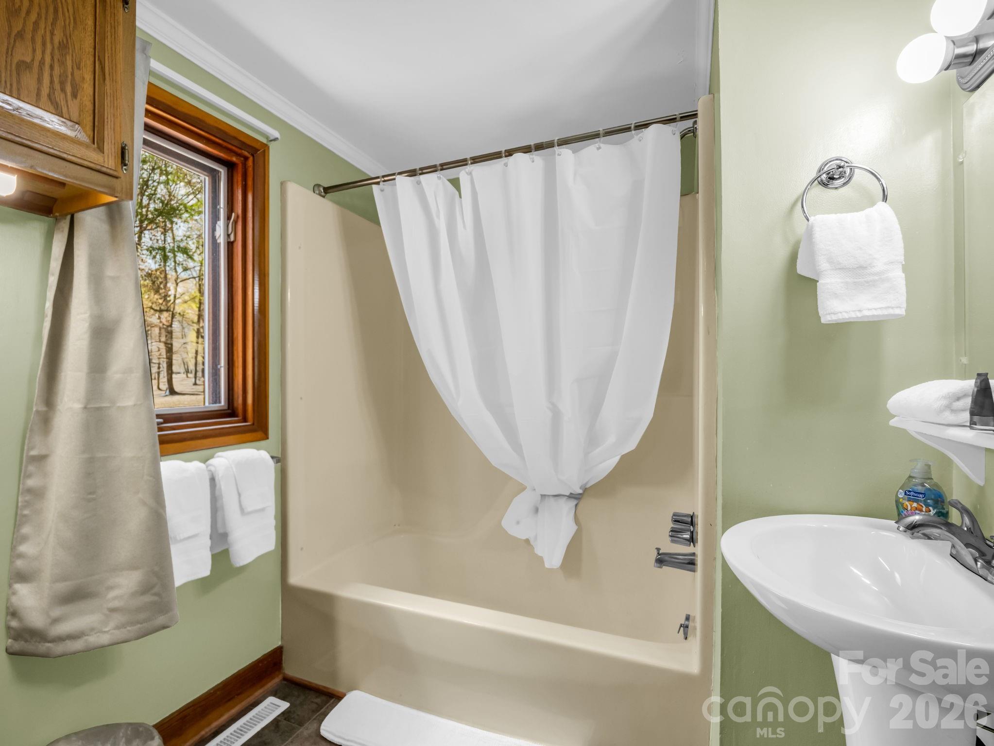 307 Watership Road Lake Lure, NC 28746 - Photo 16 of 48 a bathroom with a sink a toilet and tub