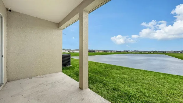 a view of a lake from a yard