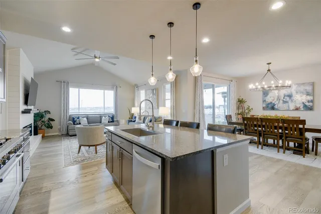 a kitchen with lots of counter top space