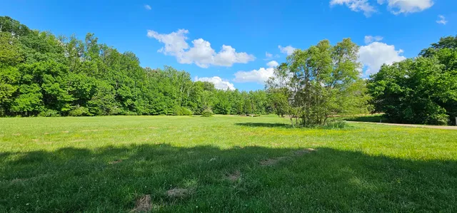 a view of a golf course with a lake