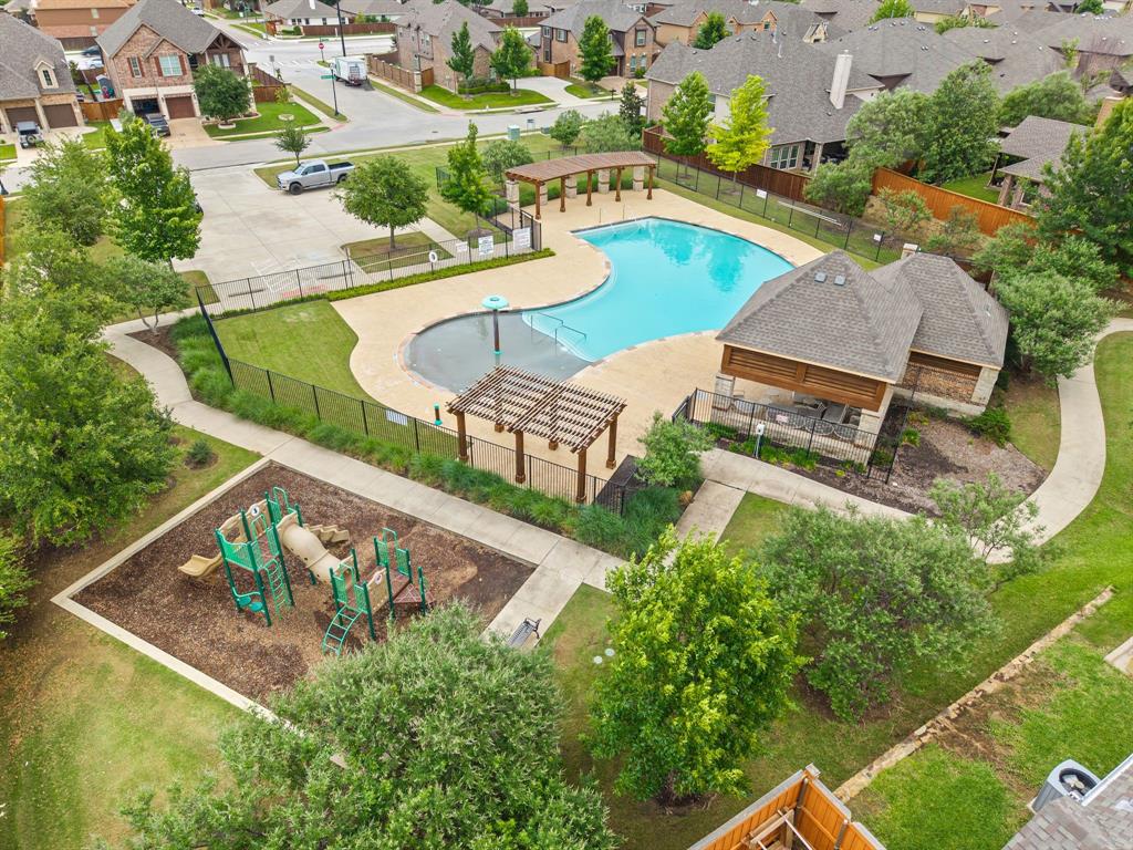 5209 Edgebrook Way Fort Worth, TX 76244 - Photo 32 of 33 an aerial view of a house with swimming pool and outdoor seating