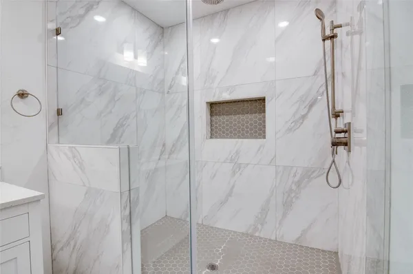 a bathroom with a shower