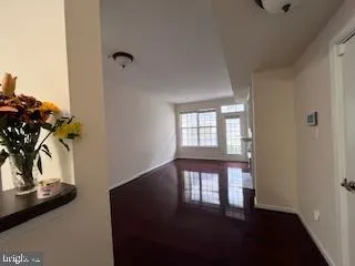 a view of a room with a window