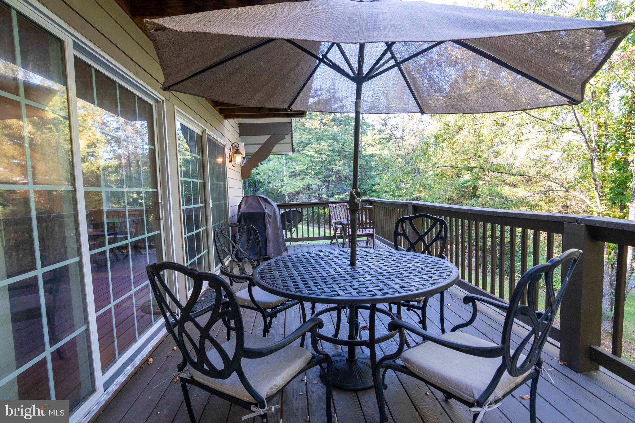 125 Fritzel Way Basye, VA 22842 - Photo 38 of 72 a view of a patio with a table chairs and a umbrella