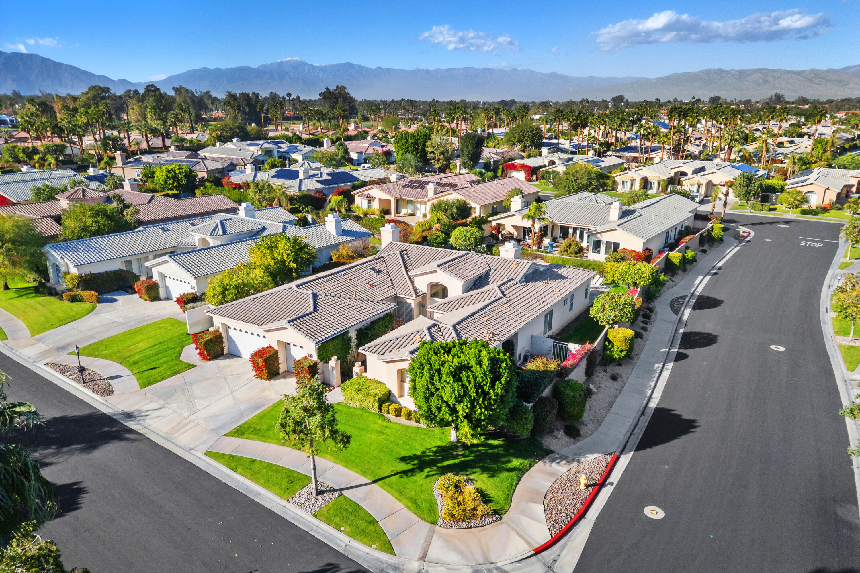 2 Othello Court Rancho Mirage, CA 92270 - Photo 42 of 45 an aerial view of a house with a garden