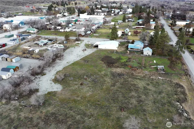 a view of a lake in middle of the town