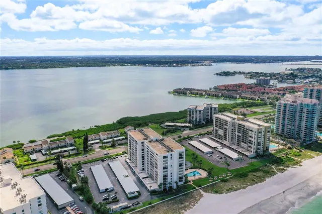a view of a city with an ocean view