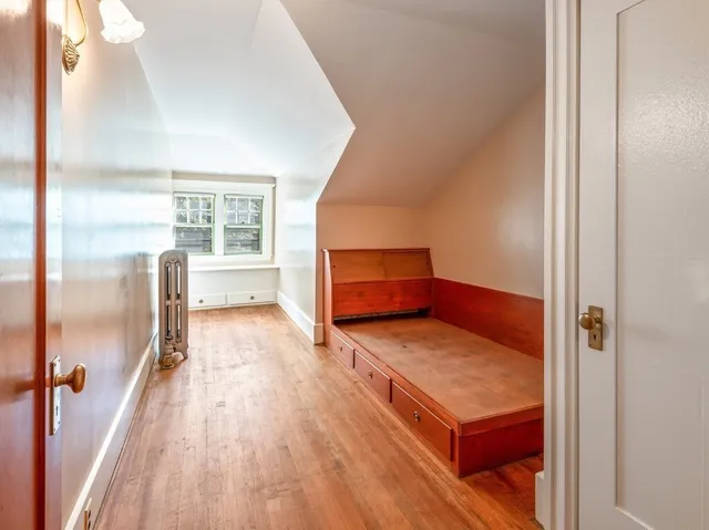 a view of a big room with wooden floor