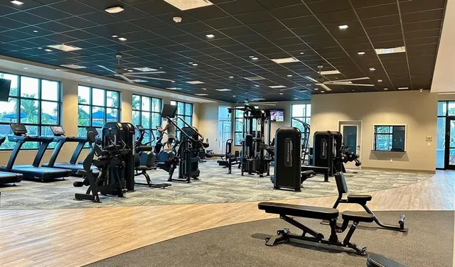 a view of a room with gym equipment